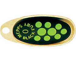 Блесна Mepps Black Fury 0 (2,0гр.) Chartreuse Or (лепесток золото, зеленые пятна), Mepps
